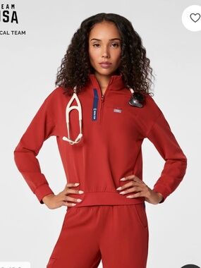FIGS x Team USA Mock-Neck Scrub Top XL  WHITE